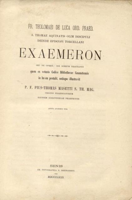 EXAEMERON. Seu de opere sex dierum tractatus quem ex vetusto …