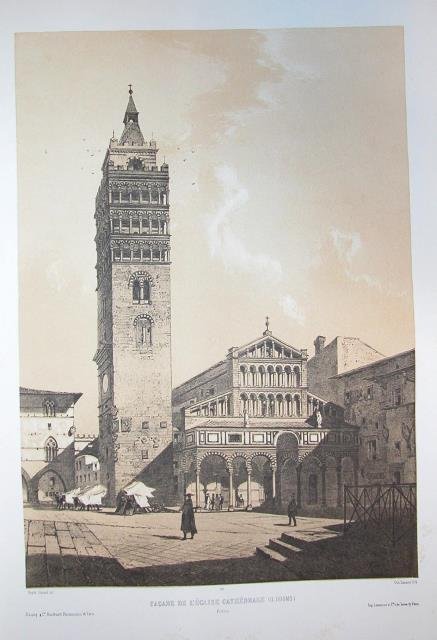 FACADE DE L'EGLISE CATHEDRALE (Il duomo). Pistoia. Riproduzione tratta dall'album …