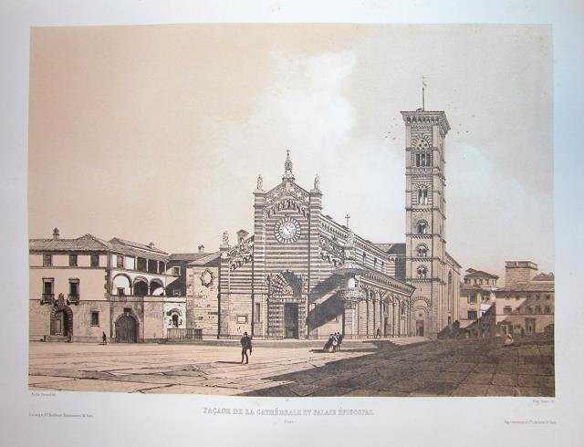 FACADE DE LA CATHEDRALE ET PALAIS EPISCOPAL. Prato. Riproduzione tratta …