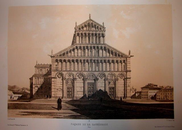 FACADE DE LA CATHEDRALE. Pisa. Riproduzione tratta dall'album "La Toscane" …