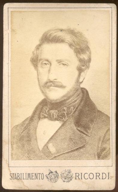 Fototipia formato "cabinet", raffigurante il musicista Gaetano Donizetti (Bergamo, 1797-1848). …