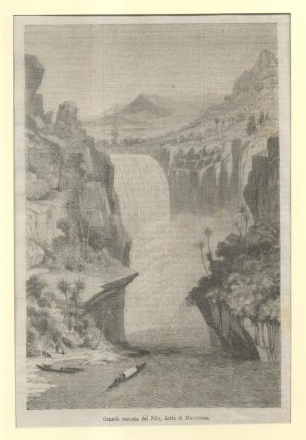 GRANDE CASCATA DEL NILO, DETTA DI MURCHISON. Xilografia originale tratta …