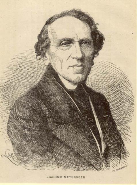 Incisione originale raffigurante il musicista Giacomo Meyerbeer.