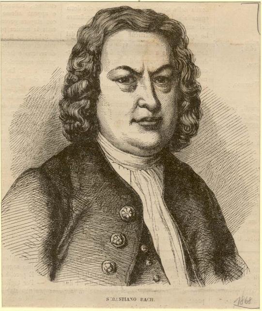 Incisione originale raffigurante il musicista Johann Sebastian Bach.