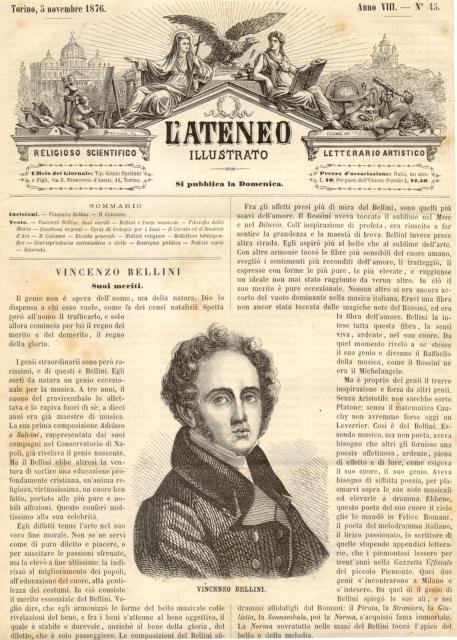 Incisione originale raffigurante il musicista Vincenzo Bellini.