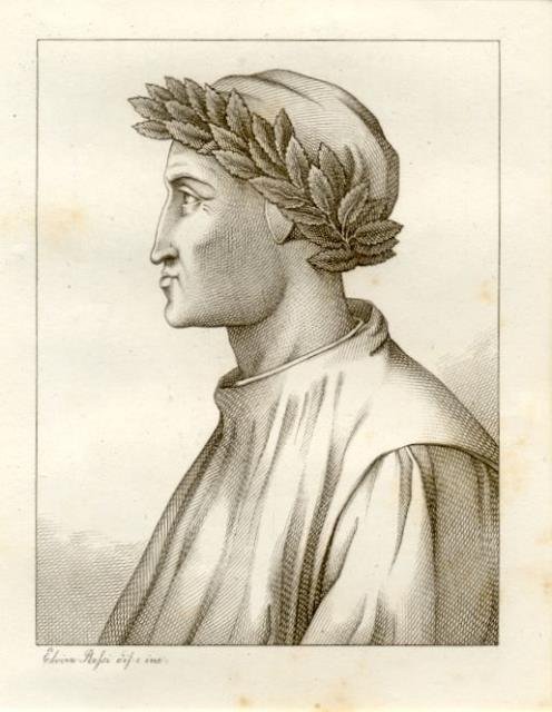 Incisione raffigurante Dante Alighieri (Firenze, 1265-1321).