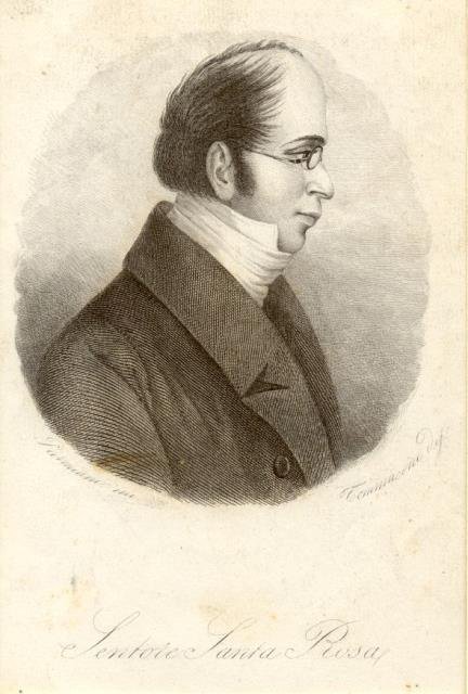 Incisione raffigurante Santorre Santa Rosa, politico (Savigliano, 1783-1825).