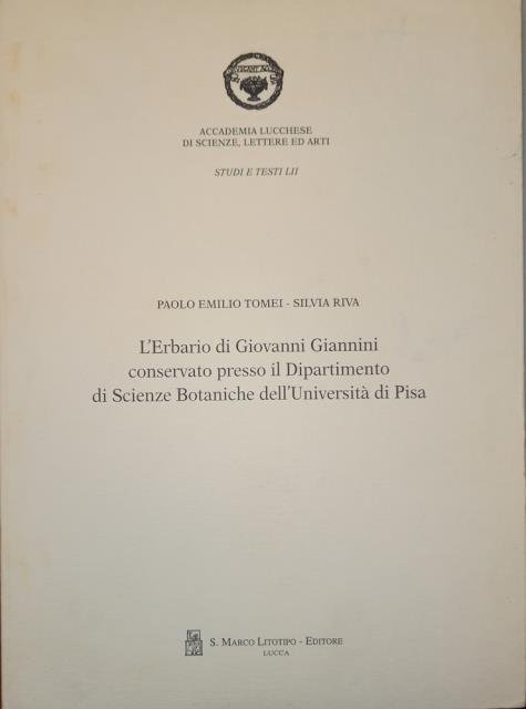 L'ERBARIO DI GIOVANNI GIOVANNINI CONSERVATO PRESSO IL DIPARTIMENTO DI SCIENZE …