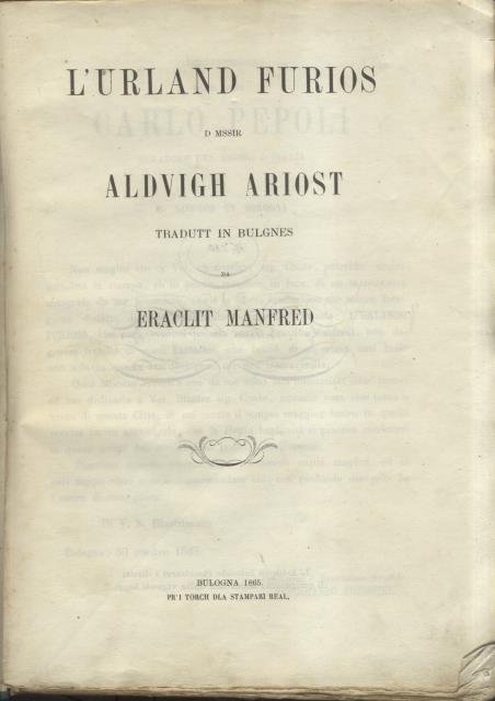L'URLAND FURIOS D MSSIR ALDVIGH ARIOST TRADUTT IN BULGNES DA …