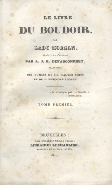 LE LIVRE DU BOUDOIR. Traduit par A.J.B. Defauconpret.