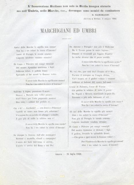 MARCHIGIANI ED UMBRI. L'Insurrezione Siciliana non solo in Sicilia bisogna …
