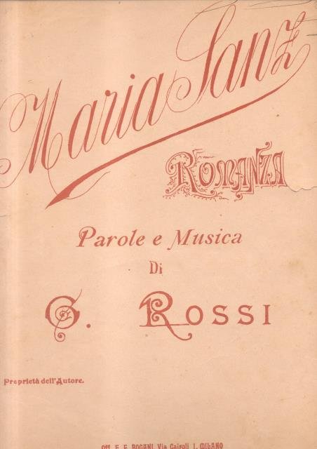 MARIA SANZ. Romanza per Pianoforte.