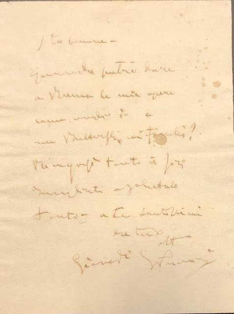 Pagina di lettera autografa di Giacomo Puccini, priva di data …