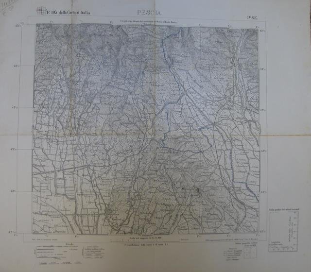 PESCIA. Carta a cura dell'Istituto Geografico Militare. Foglio n°105 della …