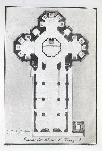 PIANTA DEL DUOMO DI FIRENZE. Riproduzione tratta da "Viaggio pittorico …