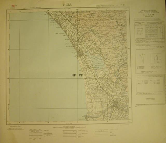 PISA. Carta a cura dell'Istituto Geografico Militare. Foglio n°104 della …