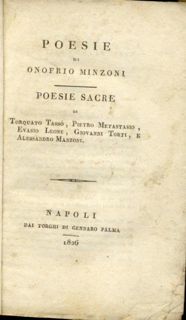 POESIE. Poesie Sacre di Torquato Tasso, Pietro Metastasio, Evasio Leone, …