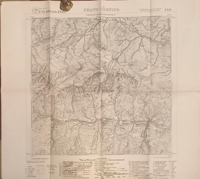 PRATO CARNICO. Carta dell'Istituto Geografico Militare aggiornata al 1938.