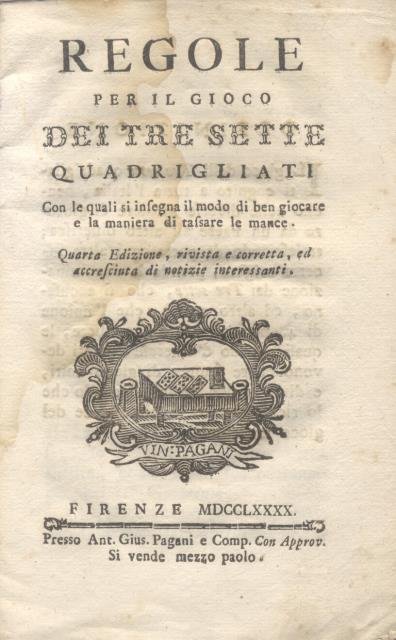 REGOLE PER IL GIOCO DEI TRE SETTE QUADRIGLIATI. Con le …