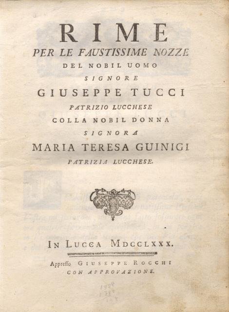RIME PER LE FAUSTISSIME NOZZE DEL NOBIL UOMO SIGNORE GIUSEPPE …