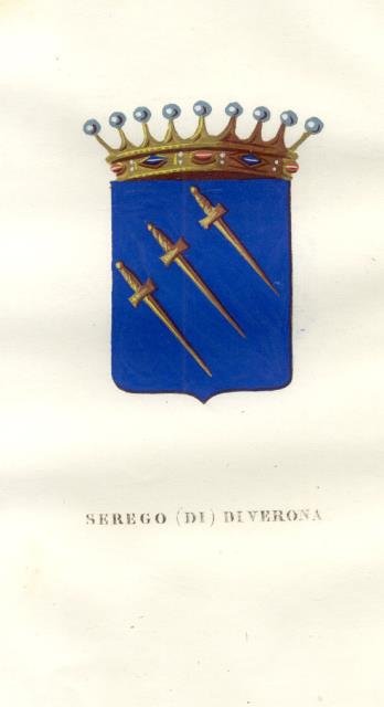 SEREGODI VERONA. Fascicolo genealogico tratto da "Teatro araldico, ovvero Raccolta …