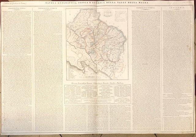 TAVOLA GEOGRAFICA, FISICA E STORICA DELLA VALLE DELLA MAGRA. Incisione …