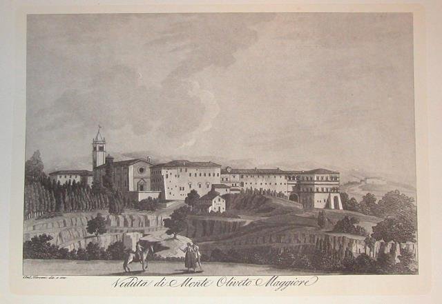 VEDUTA DEL MONASTERO DI MONTE OLIVETO MAGGIORE PRESSO SIENA. Riproduzione …