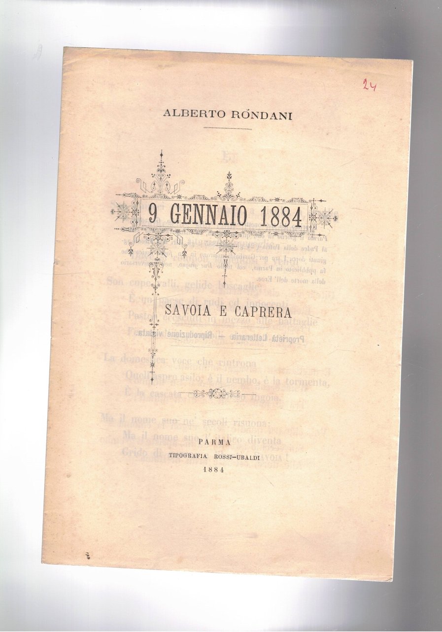 9 genniao 1884 Savoia e Caprera.