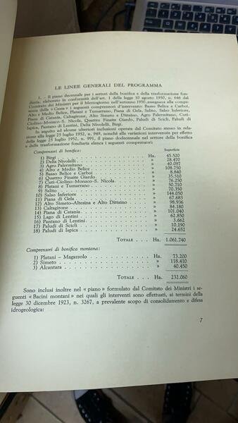 Programma dodecennale degli interventi nel settore dell'agricoltura vol. VIII° Sicilia.