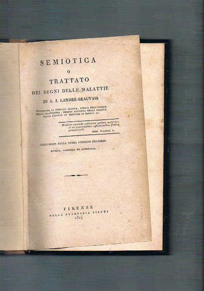 Semiotica o trattato dei segni delle malattie di A. J. …