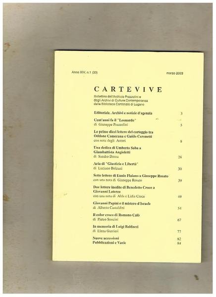 Carte vive. Bollettino dell'Archivio Prezzolini e degli Archivi di Cultura …