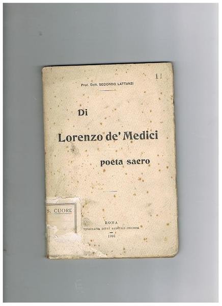 Di Lorenzo de' Medici poeta sacro. | Immagine principale