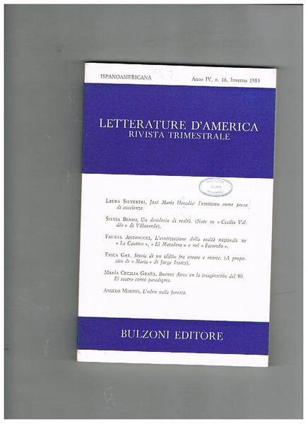 Letterature d'america, rivista trimestrale n° 16 del 1983. Ispanoamericana, scritti … | Immagine principale