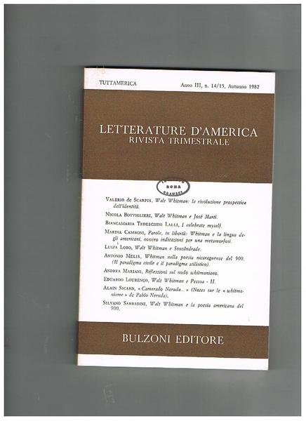 Letterature d'america, rivista trimestrale n° 14-15 del 1982. Tuttamerica, scritti … | Immagine principale