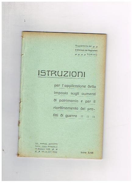 Istruzioni per l'applicazione della imposta sugli aumenti di patrimonio e …
