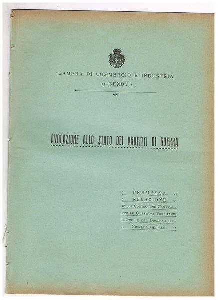 Avocatura allo stat dei profitti di guerra. Premessa relazione della … | Immagine principale