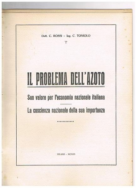 Il problema dell'azoto, suo calore per l'economia nazionale; la coscienza … | Immagine principale