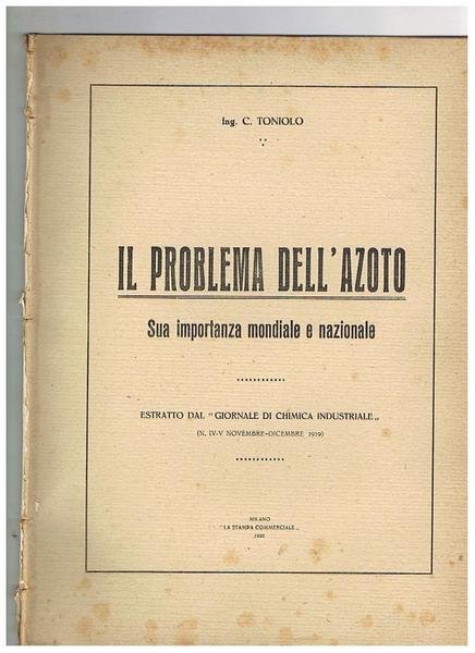 Il problema dell'azoto. Sua importanza mondiale e nazionale. Estratto. | Immagine principale