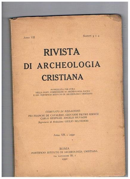 Rivista di archeologia cristiana pubblicata per cura della Pont. Commissione …