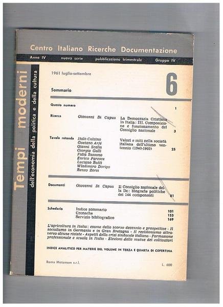 Tempi moderni dell'economia della politica e della cultura. Trimestrale n° …