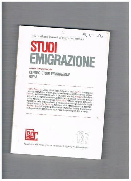 International journal of migration studies Studi Emigrazione, rivista trimestrale del …