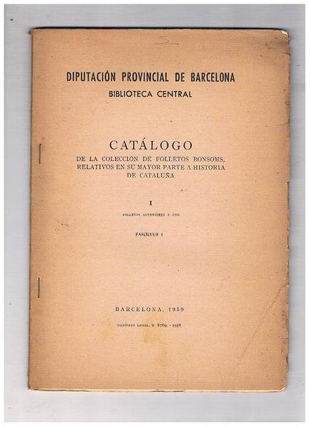 Catalogo de coleccion de folletos bonsoms, relativos en su mayor …