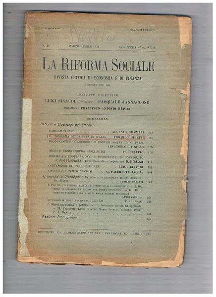La riforma sociale rivista critica di economia e finanza n° …