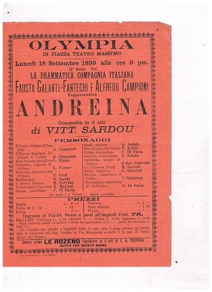 Olympia in Piazza Teatro Massimo il 18 settebre 1899, la …
