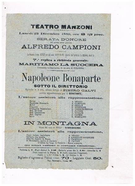 teatro Manzoni, il 23 dicembre 1899 serata d'onore del primo …