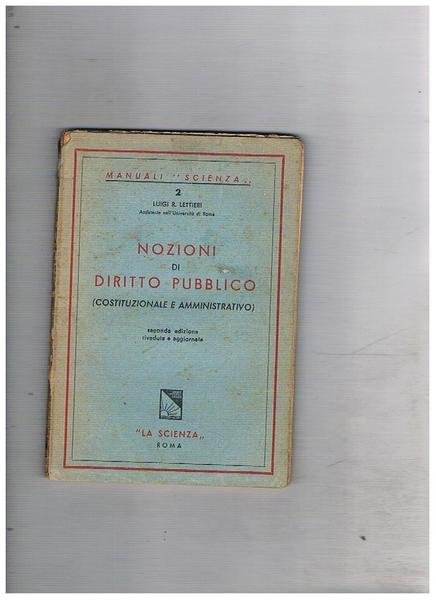 Nozioni di diritto pubblico (costituzionale e amministrativo).