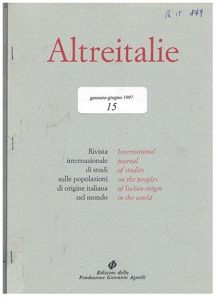 Altreitalie, rivista internazionale di studi sulle popolazioni di origine italiana …