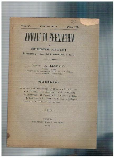 Annali di Freniatria e scienze affini, pubblicato per cura del …
