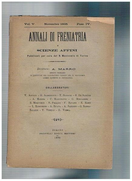 Annali di Freniatria e scienze affini, pubblicato per cura del …