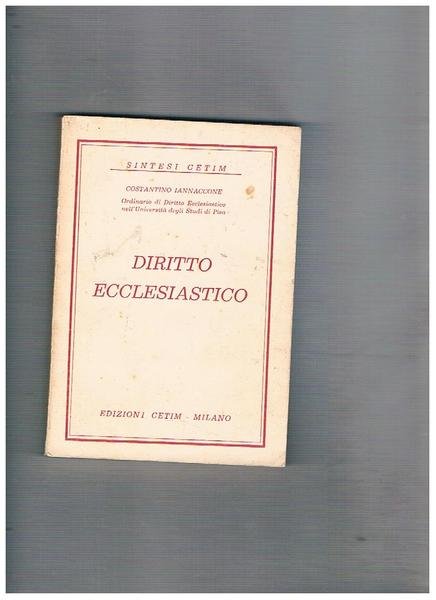 Diritto ecclesiastico. Coll. Sintesi cetim.